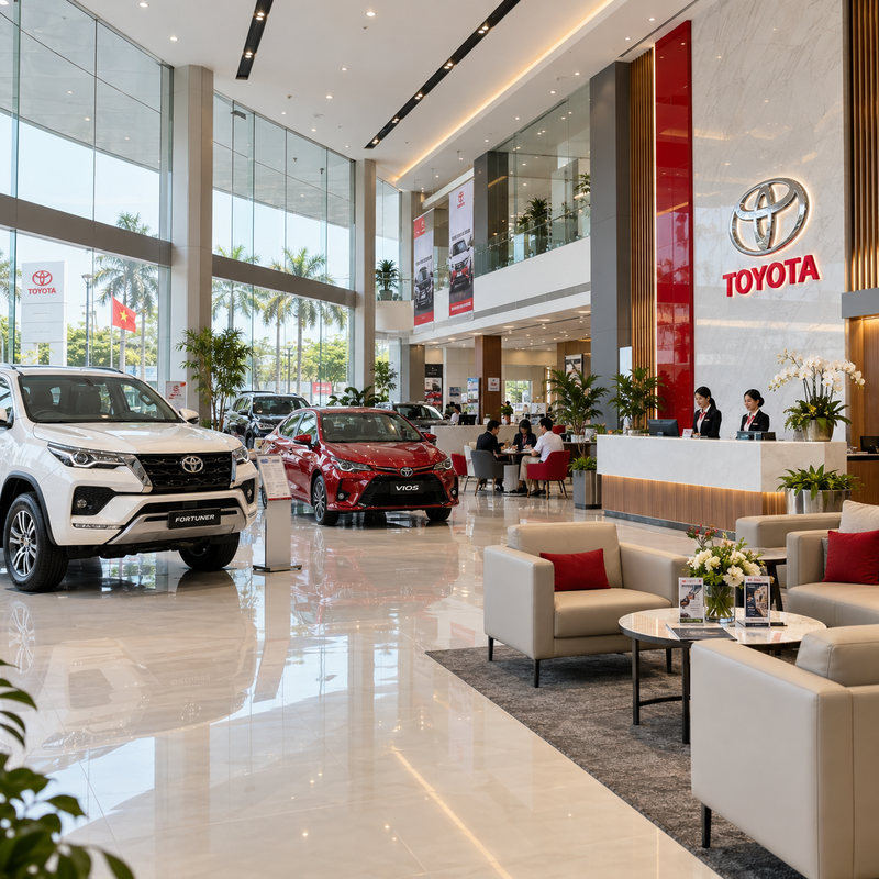 Hình minh họa không gian showroom Toyota hiện đại