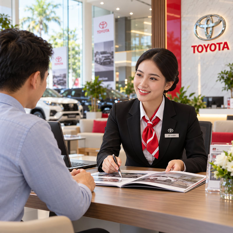 Nhân viên Toyota tư vấn và chăm sóc khách hàng