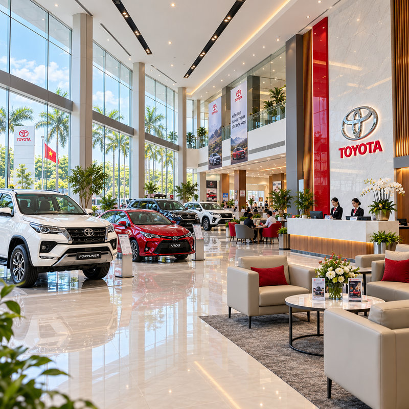 Hình minh họa khu vực trưng bày xe Toyota